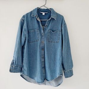 Denim Button-Up Shacket/Shirt - Women’s